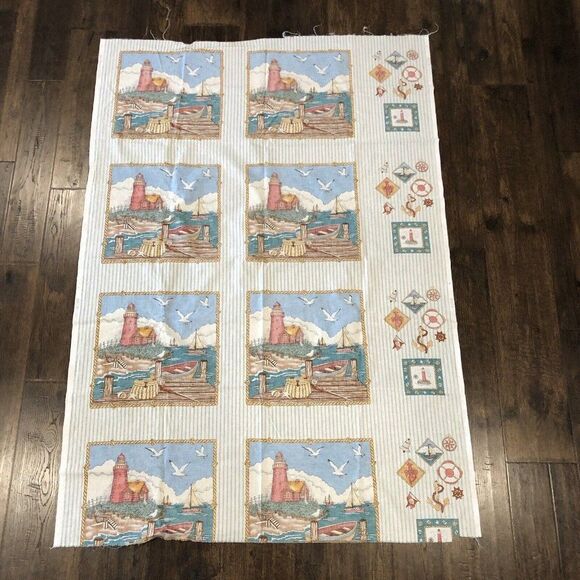 Sailboat Lighthouse Ocean Fabric Classic Cottons FCI Nautical Island 199…‎ - Picture 5 of 7